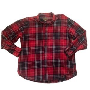 Faded Glory Red Plaid Flannel Button Down Long Sleeve Shirt Size L